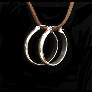 Silver tone hoops
